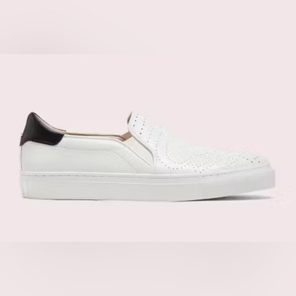 Kate Spade Andy perforated leather white platform slip on Sneakers size 10 new - Picture 2 of 5